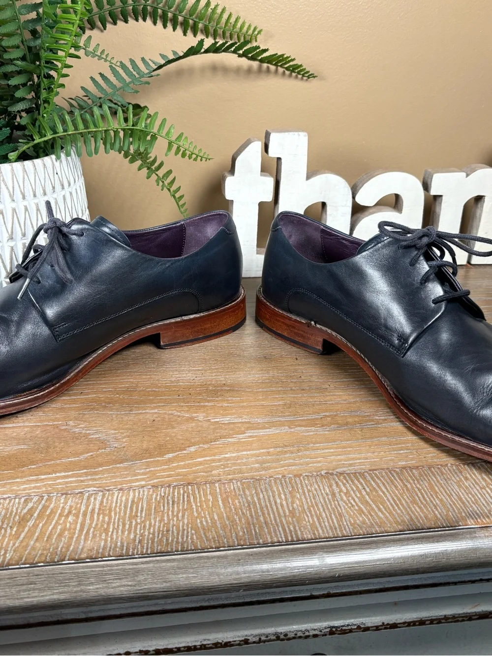 Ted Baker London Iron 3 Plain Toe Derby Navy Shoes Size 15